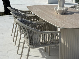 Corinth Table & Bali Chairs | Outdoor Dining Setting in Dune / Travertino / Parchment / 7pc 240cm 6