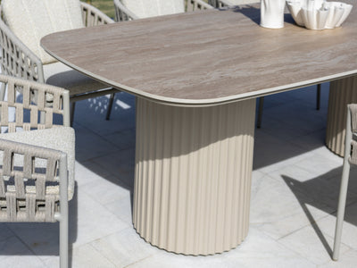 Corinth Outdoor Dining Table in Dune / Travertino / 240x105cm 7