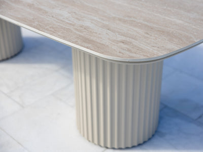 Corinth Outdoor Dining Table in Dune / Travertino / 240x105cm 8