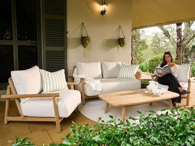 Corsica Sofa Set | Outdoor Lounge Setting in Teak / Bix / Lopi Marble / 4 Seater / Float Coffee Table_9