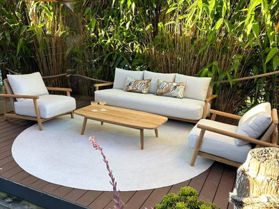 Corsica Sofa Set | Outdoor Lounge Setting in Teak / Bix / Lopi Marble / 5 Seater / Float Coffee Table_1