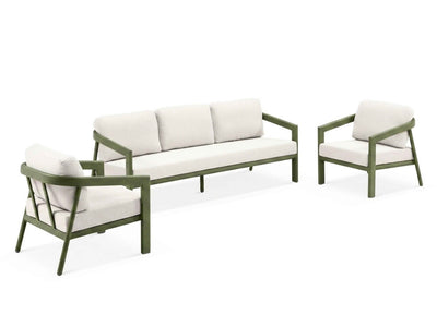 Covina Sofa Set | Outdoor Lounge Setting in Olive / Beige Claw / 5 Seater / Without Coffee Table