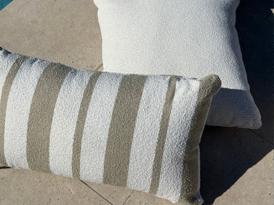 Chester Stripe Outdoor Bolster Cushion in Taupe 2.