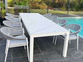 SYD FLOORSTOCK SALE - Danli Ceramic Table with Nivala Chairs 9pc Outdoor Dining Setting_1
