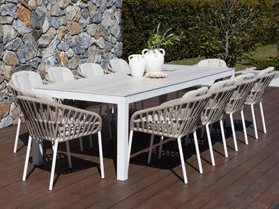 Danli Ceramic Table with Treble Chairs 11pc Outdoor Dining Setting_1