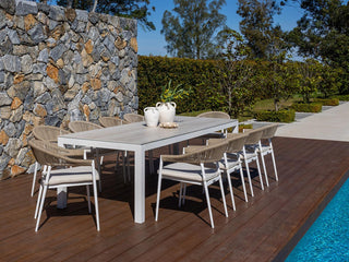 SYD FLOORSTOCK SALE - Danli Ceramic Table with Nivala Chairs 11pc Outdoor Dining Setting_1