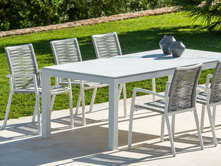 Danli Outdoor Dining Table in White / C55 / 220x100cm - detail.