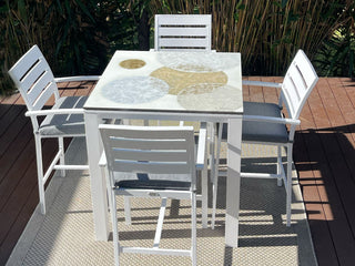 Domiziani Forma Lava Stone Bar Table With Twain Bar Chairs - 5pc Dining Setting_3