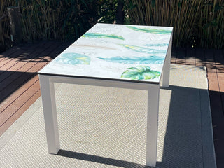 Domiziani Lava Stone Outdoor Dining Table in White / Dafne / 220x95cm