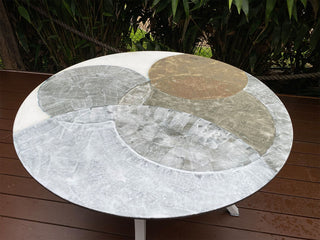 Domiziani Lava Stone Round Table & Gizella Chairs | Outdoor Dining Setting in White / Forma / 5pc 120cm_4