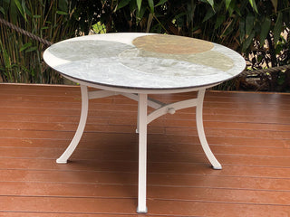 Domiziani Lava Stone Round Table & Bailey Chairs | Outdoor Dining Setting in White / Forma / 5pc 120cm_4