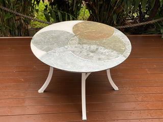 Domiziani Lava Stone Round Table & Gizella Chairs | Outdoor Dining Setting in White / Forma / 5pc 120cm_6