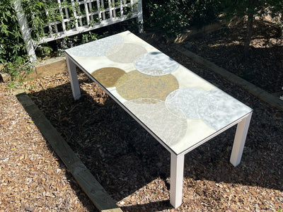 Domiziani Lava Stone Outdoor Dining Table in White / Forma / 220x95cm