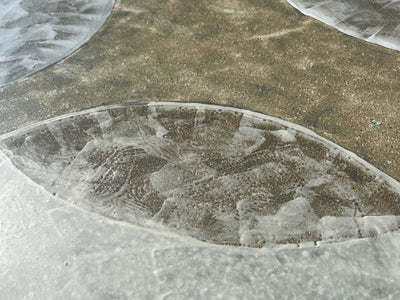 Domiziani Lava Stone Outdoor Dining Table in White / Forma / 220x95cm - close-up.