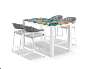 Domiziani Lava Stone Table & Nivala Chairs | Outdoor Bar Setting in White / Luna Rossa / Frost Grey / 5pc 165cm_1