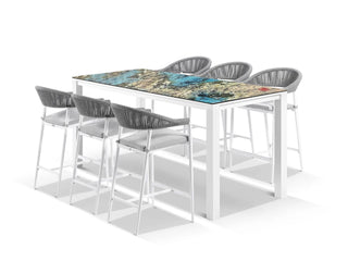 Domiziani Lava Stone Table & Nivala Chairs | Outdoor Bar Setting in White / Luna Rossa / Frost Grey / 7pc 220cm_1