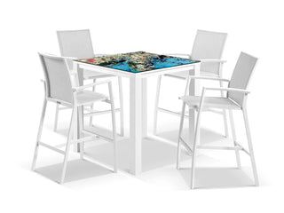 Domiziani Lava Stone Table & Sevilla Chairs | Outdoor Bar Setting in White / Luna Rossa / Frost Grey / 5pc 95cm_1