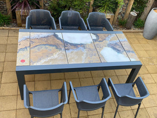 SYD FLOORSTOCK SALE - Brando Rock Lava Stone Table with Bailey Chairs- 7pc Dining Setting_7
