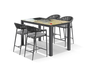 Domiziani Lava Stone Table & Nivala Chairs | Outdoor Bar Setting in Charcoal / Roccia / Black / 5pc 165cm_1