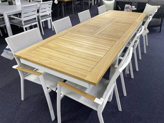 FLOOR MODEL - Barcelona Extension Table with Sevilla Teak Chairs 9pc Dining Setting_1
