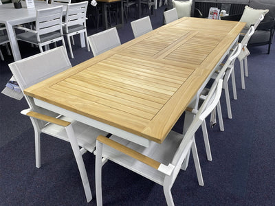 FLOOR MODEL - Barcelona Extension Table with Sevilla Teak Chairs 9pc Dining Setting_1