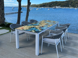 Domiziani Lava Stone Table & Nivala Chairs | Outdoor Dining Setting in White / Luna Rossa / Frost Grey / 9pc 220cm_1