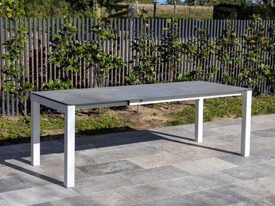Forli Extension Outdoor Dining Table in White / Palladium / 160 - 220cm