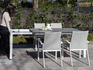 Forli Extension Outdoor Dining Table in White / Palladium / 160 - 220cm 2
