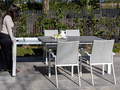 Forli Extension Outdoor Dining Table in White / Palladium / 160 - 220cm 2