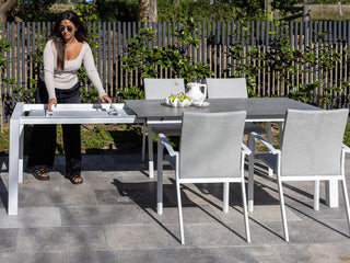 Forli Extension Outdoor Dining Table in White / Palladium / 160 - 220cm 3
