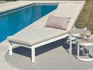 Frankie Stripe Outdoor Bolster Cushion in Desert 2.