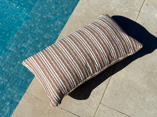 Frankie Stripe Outdoor Bolster Cushion in Desert 1