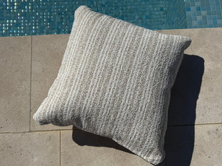 Frankie Stripe Outdoor Cushion in Oat 2.