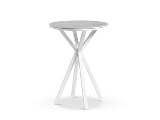 Adele Ceramic Round Outdoor Bar Table in White / Light Grey / 72cm.
