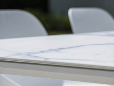 Mona Extension Outdoor Dining Table in White / C55 6.