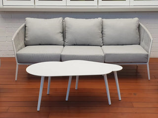Gizella Outdoor Lounge in White / Light Grey / Grey Chine / 3 Seater