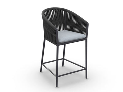 Gizella Outdoor Bar Chair in Charcoal / Black / Grey Chine.