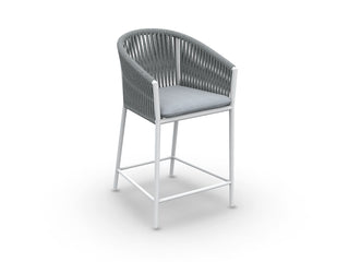 Gizella Outdoor Bar Chair in White / Light Grey / Grey Chine