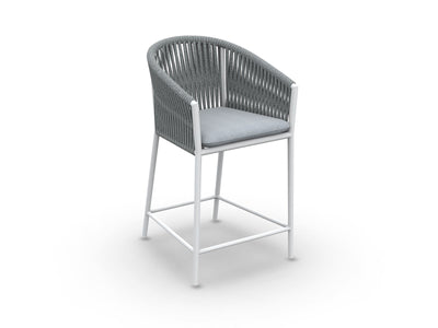 Gizella Outdoor Bar Chair in White / Light Grey / Grey Chine