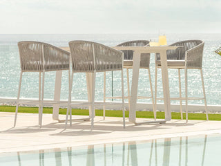 Gizella Outdoor Bar Chair in White / Light Grey / Grey Chine 2.