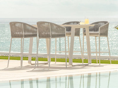Gizella Outdoor Bar Chair in White / Light Grey / Grey Chine 2.