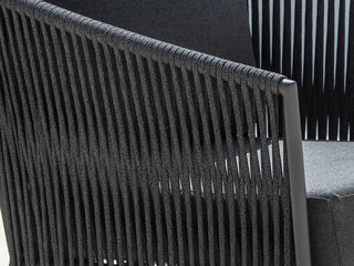 Gizella Outdoor Armchair in Charcoal / Black / Sooty - close-up.