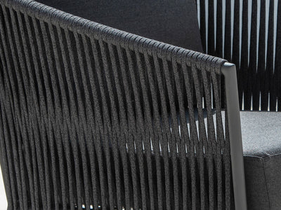 Gizella Outdoor Armchair in Charcoal / Black / Sooty - close-up.