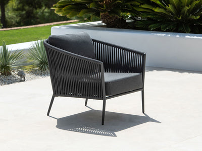 Gizella Outdoor Armchair in Charcoal / Black / Sooty