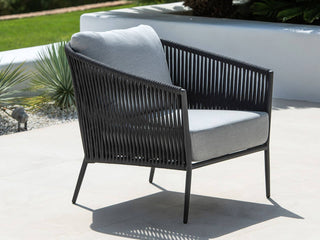 Gizella Outdoor Armchair in Charcoal / Black / Grey Chine