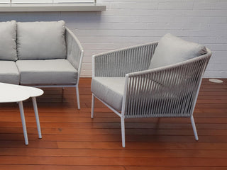 Gizella Outdoor Armchair in White / Light Grey / Grey Chine 3.
