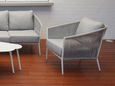 Gizella Outdoor Armchair in White / Light Grey / Grey Chine 3.