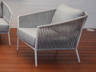 Gizella Outdoor Armchair in White / Light Grey / Grey Chine 2.