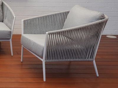 Gizella Outdoor Armchair in White / Light Grey / Grey Chine 2.