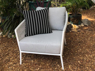 Gizella Outdoor Armchair in White / Light Grey / Grey Chine 4.